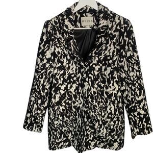 Reiss Frankie Black White Marl Textured Gold Metallic Coat Jacket Sz M